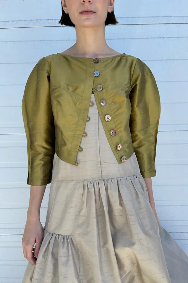 Palace Blouse in Iridescent Khaki