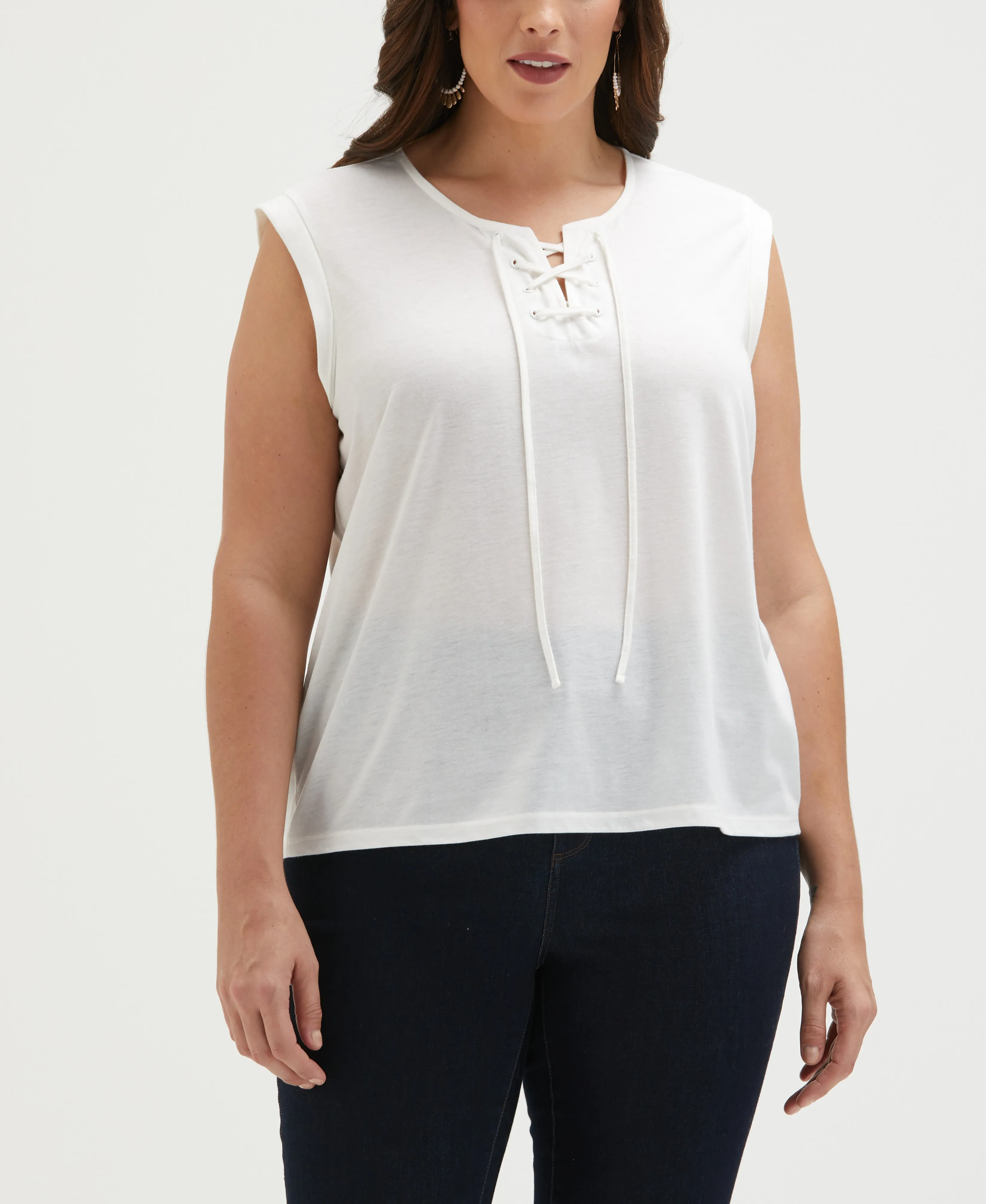 Plus Size Lace-Up Tank Top