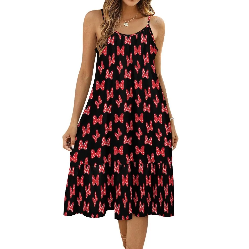 Polka Dot Bows Suspender Sleeveless Dress