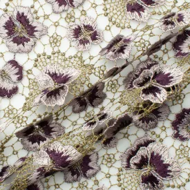 Purple Shaded Floral Guipure Lace