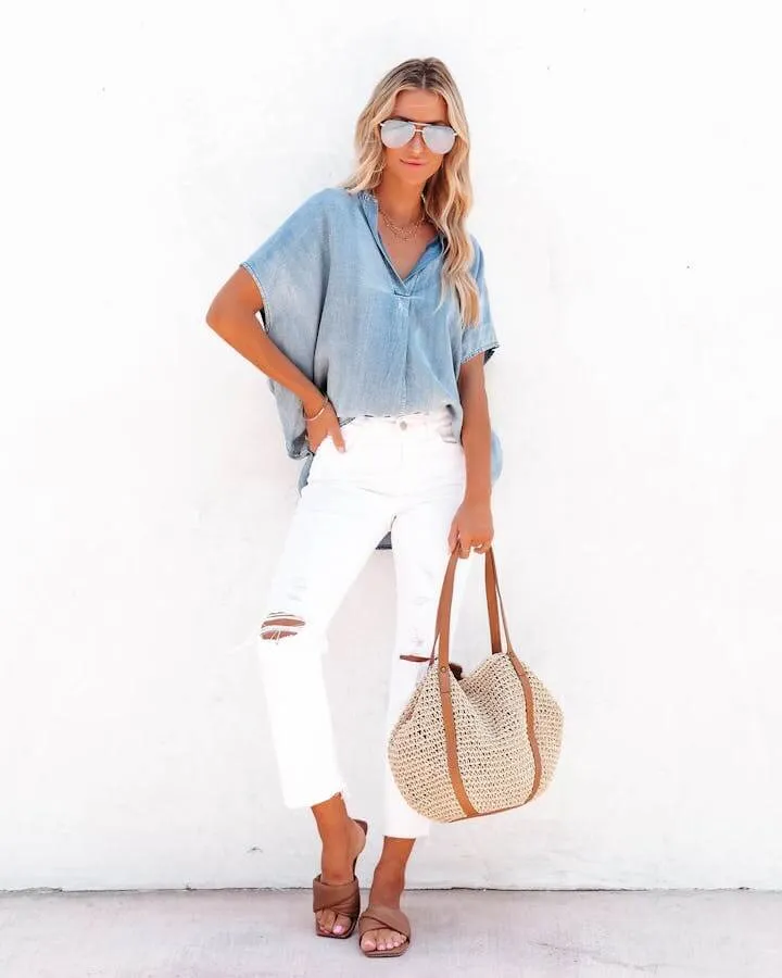 Relaxed Chambray Top