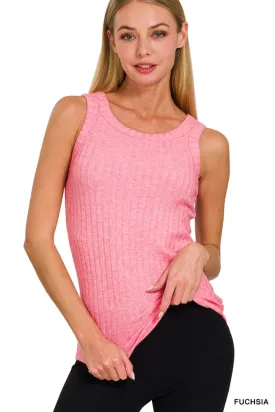 Ribbed Scoop Neck Sleeveless Top