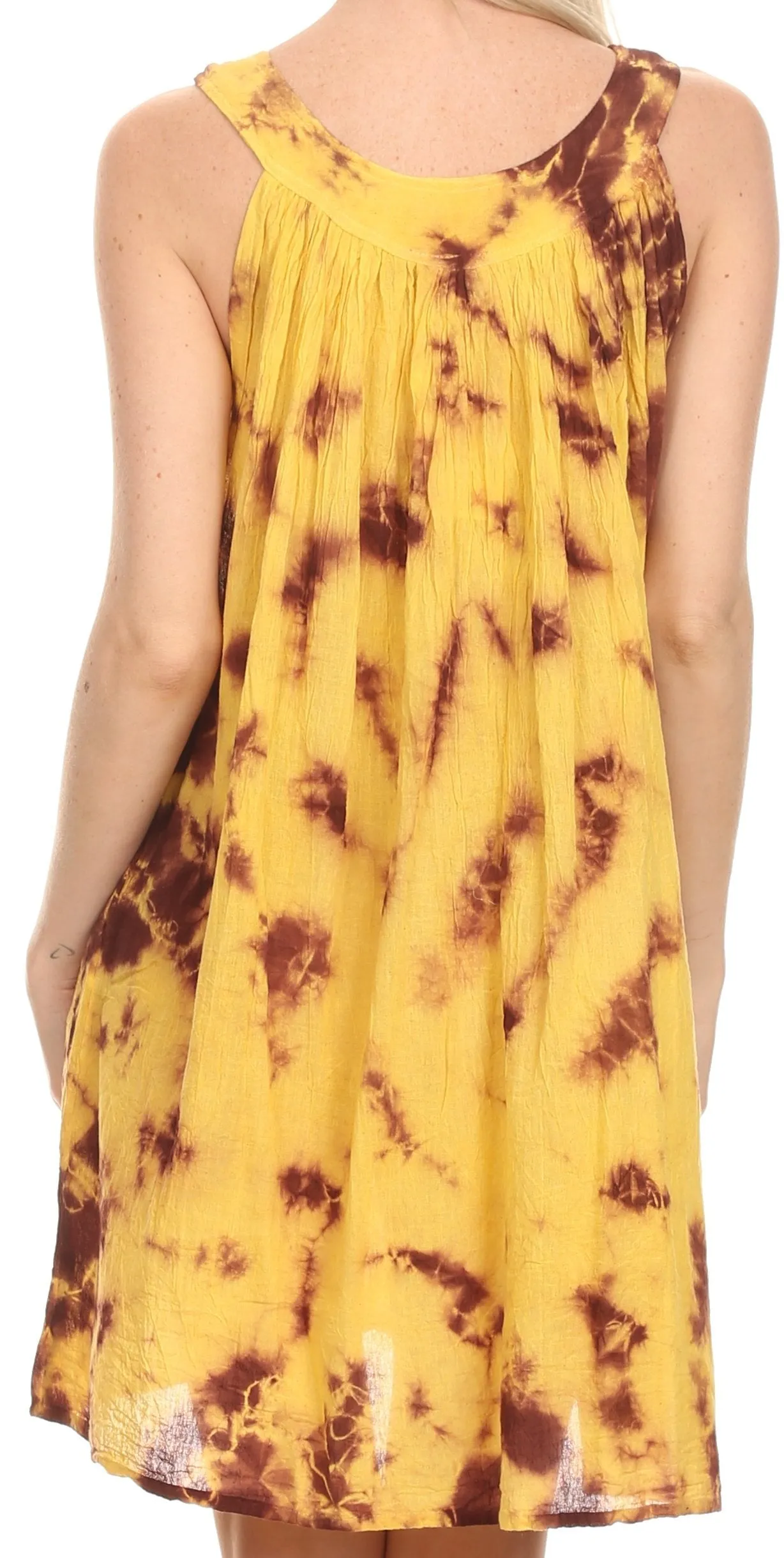 Sakkas  Amber Rose Sleeveless V-Neck Embroidered Ombre Tie Dye Tank Top Blouse / Tunic