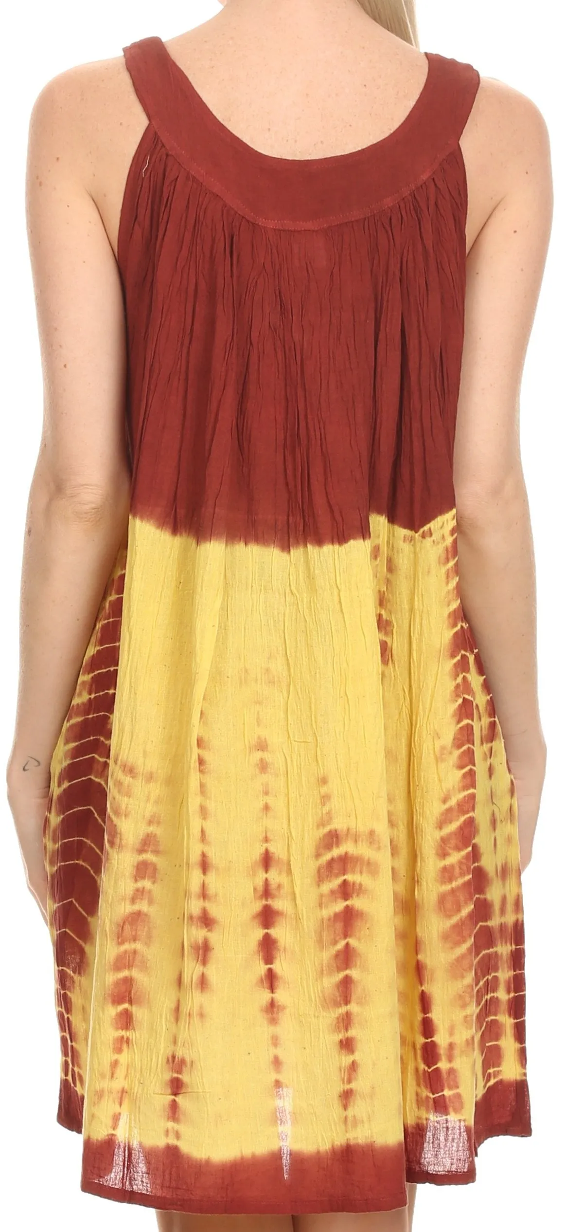 Sakkas  Amber Rose Sleeveless V-Neck Embroidered Ombre Tie Dye Tank Top Blouse / Tunic