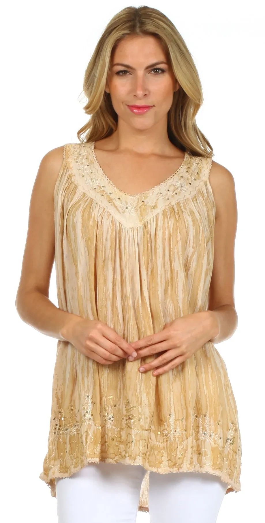 Sakkas Boho Love Sleeveless Blouse