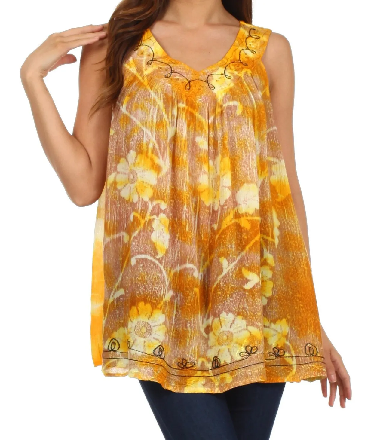 Sakkas Monika Embroidered Sleeveless Blouse