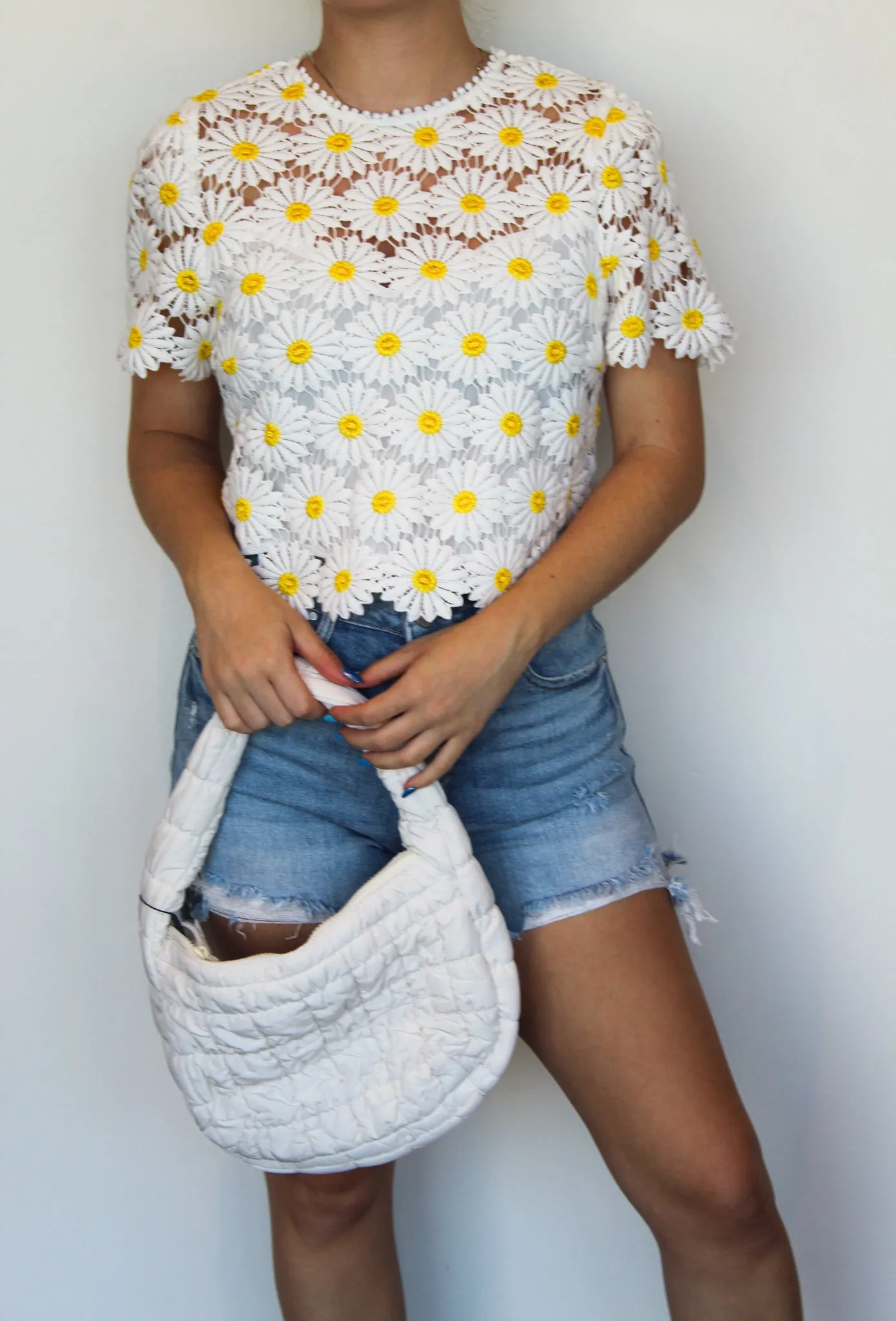 Sheer Daisy Cropped Blouse