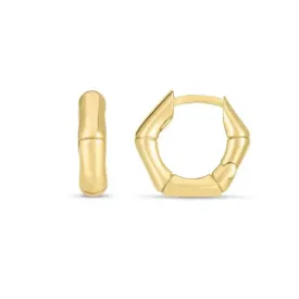 Sincerely Springer's 14k Yellow Gold Bamboo Huggie Style hoop Earrings