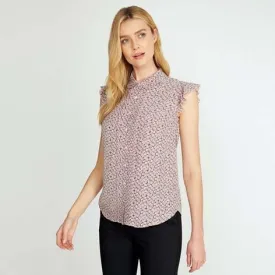 Sleeveless Ditsy Pintuck Blouse