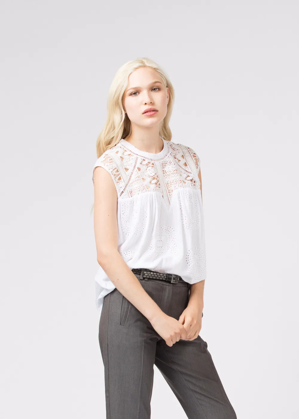 Sleeveless Lace Blouse