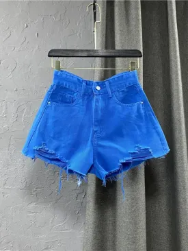 Solid Zipper Fly Shorts