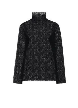 STRETCHED LACE R-TURTLENECK T