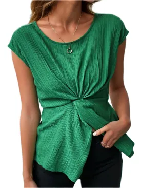 TEEK - Green Twisted Cap Sleeve Blouse