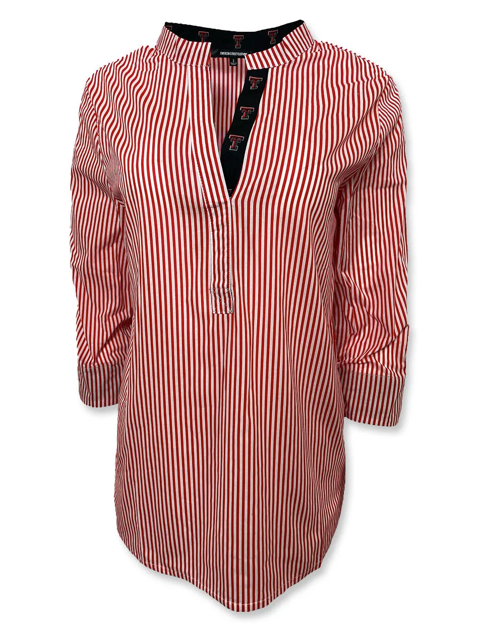 Texas Tech "Sonoma" Striped 3/4 Sleeve Blouse w/ Double T Taping