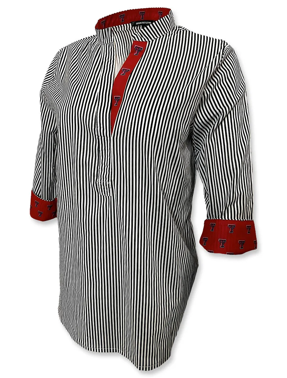 Texas Tech "Sonoma" Striped 3/4 Sleeve Blouse w/ Double T Taping