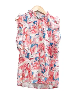 THML Flora Print Ruffle Top (THS1273) PINK BLUE