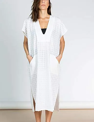 Turkish Print Chiffon Half Sleeve Swimwear Beach Caftan Dress