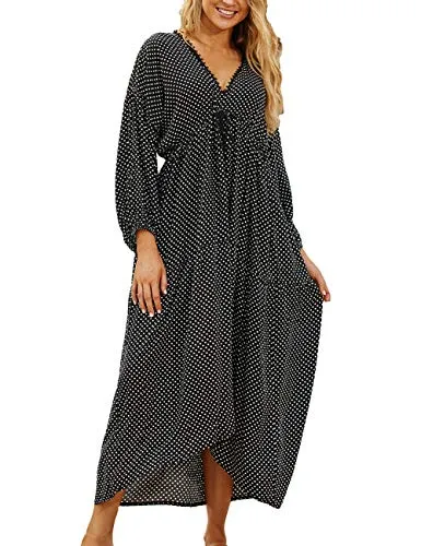 Turkish Print Chiffon Half Sleeve Swimwear Beach Caftan Dress