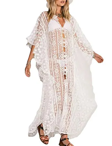 Turkish Print Chiffon Half Sleeve Swimwear Beach Caftan Dress