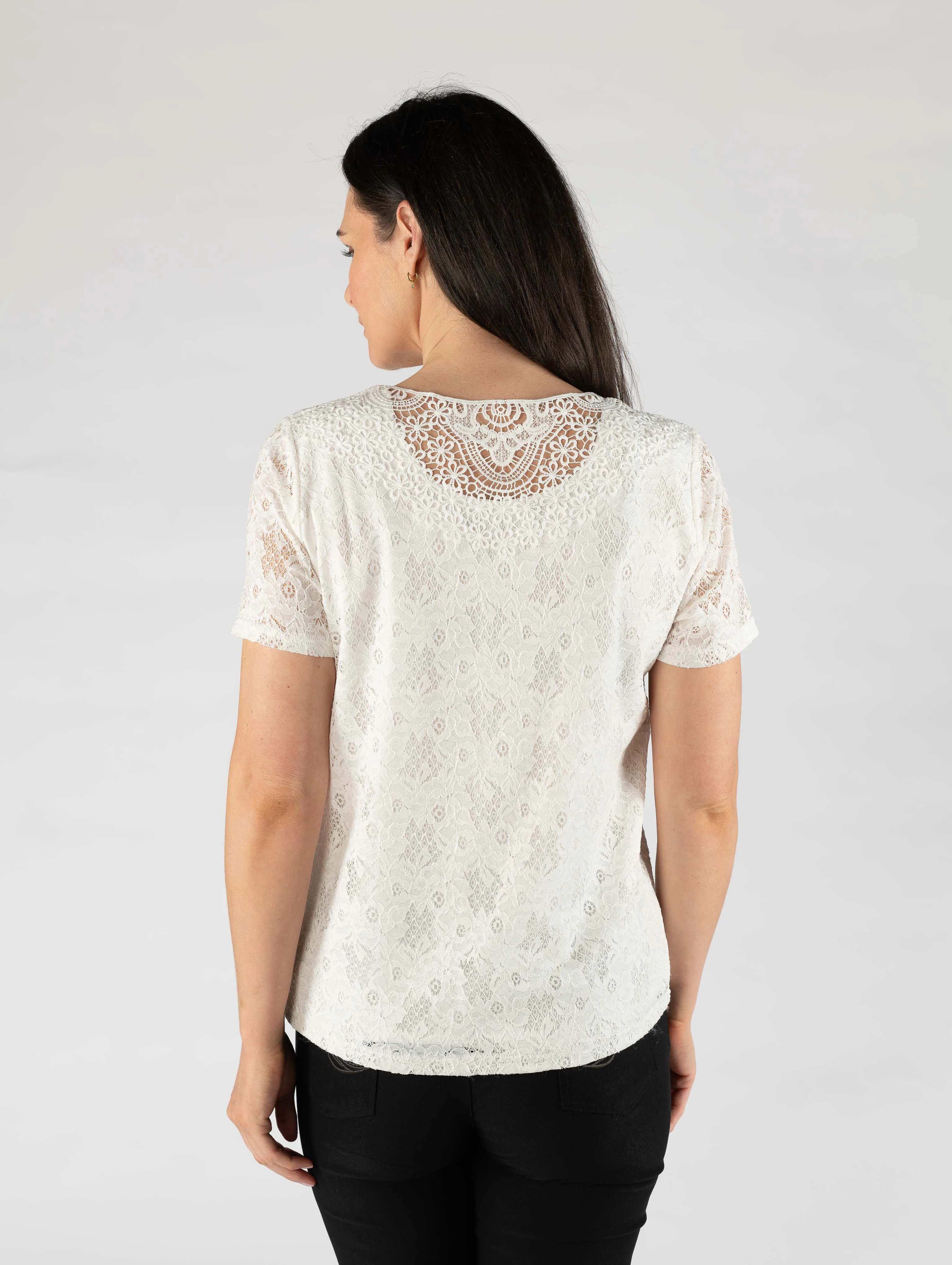 V-Neck floral lace top