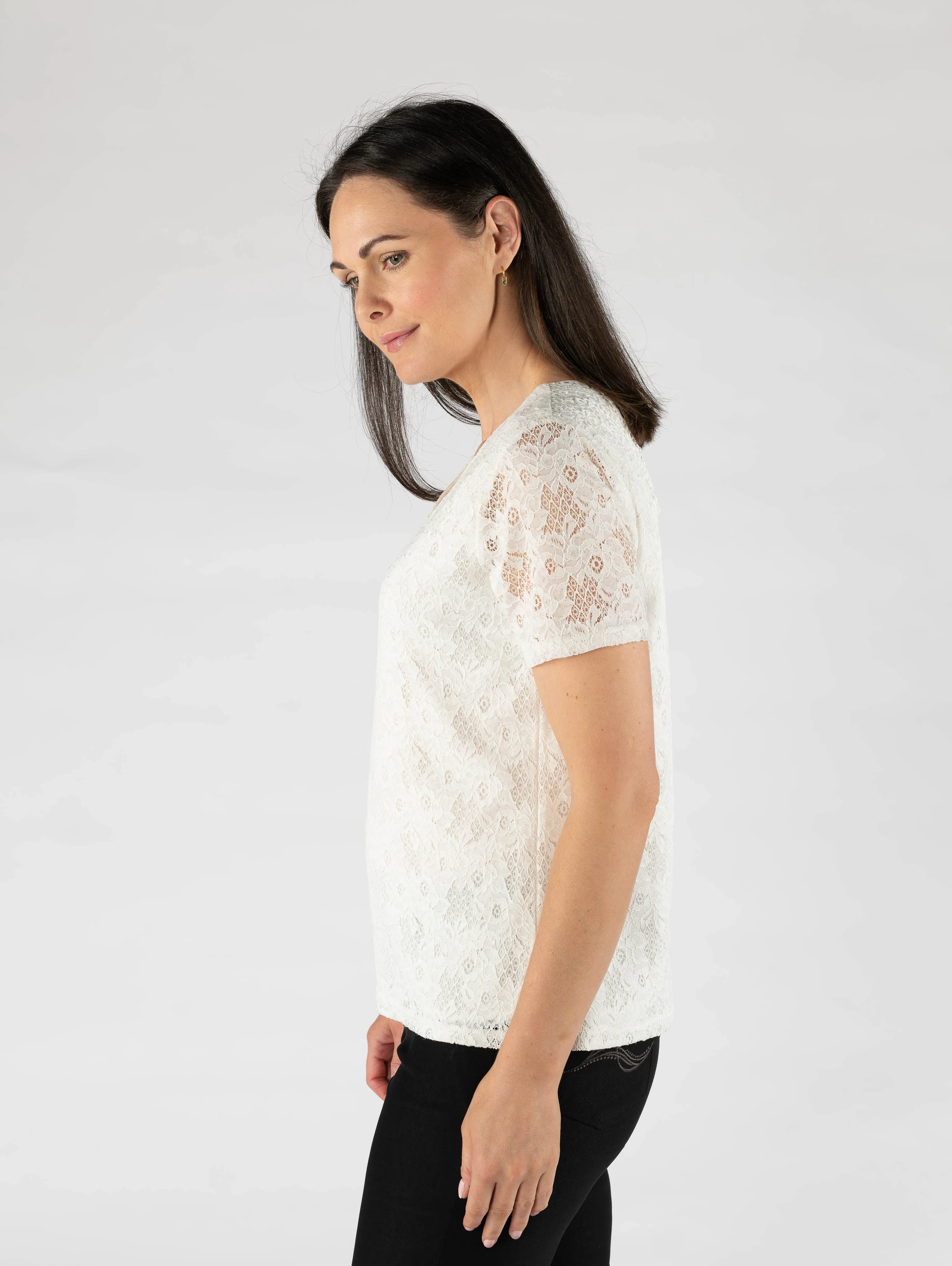 V-Neck floral lace top