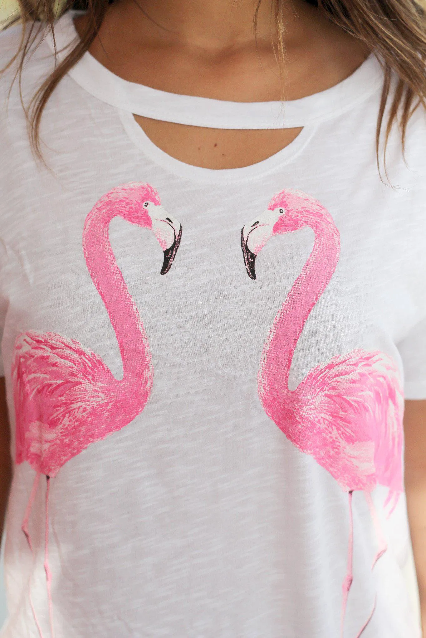 White Flamingo Top with Keyhole