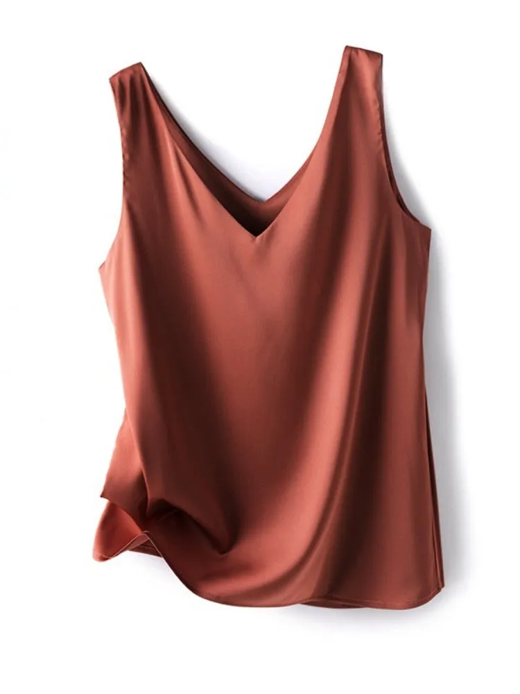 Woman Elegant SILK Satin Sleeveless Blouse