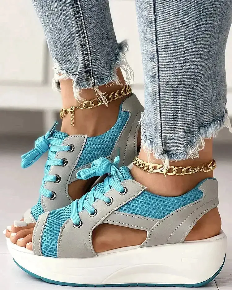 Women's Open Toe Sneakers with Cut Out Design^