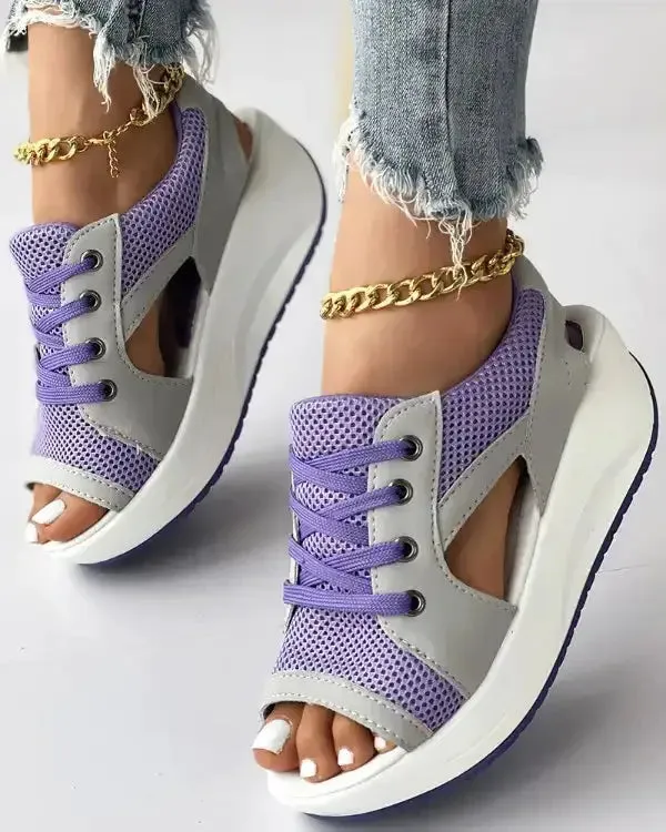 Women's Open Toe Sneakers with Cut Out Design^