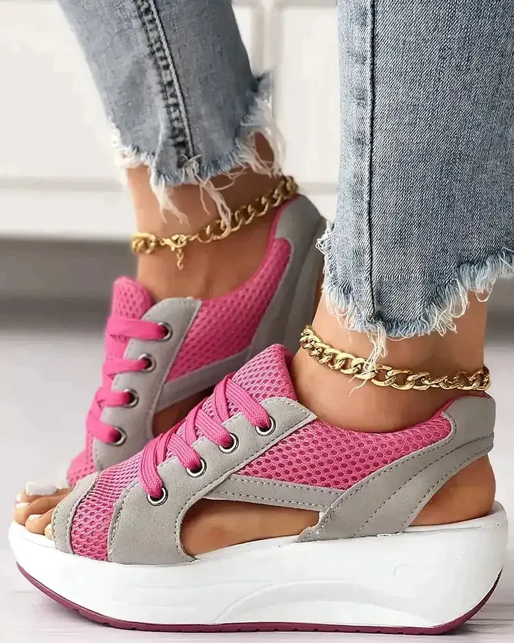 Women's Open Toe Sneakers with Cut Out Design^