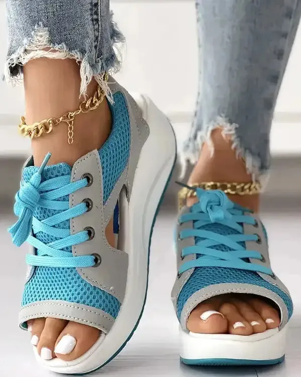 Women's Open Toe Sneakers with Cut Out Design^