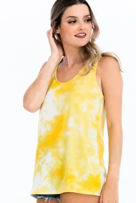 Women's Tie-dye Knit Top Featured In A Scoop Neckline And Sleeveless