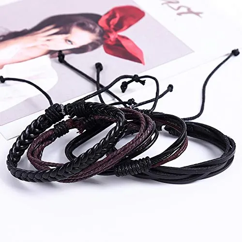 Yellow Chimes 4 Pcs Wrap Stylish Trendy Unisex by Yellow Chimes Multi Strand Bracelet for Men (Brown, Black) (YCFJBR-114WRP-DBR)