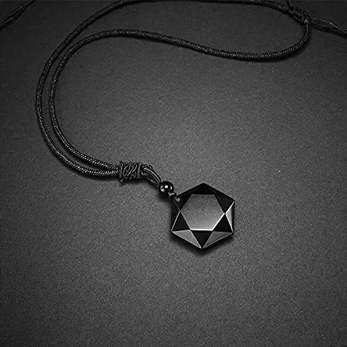 Yellow Chimes Pendant for Women Black Men Pendant Black Crystal Diamond with Adjustable Leather Rope Pendants for Men and Womens.