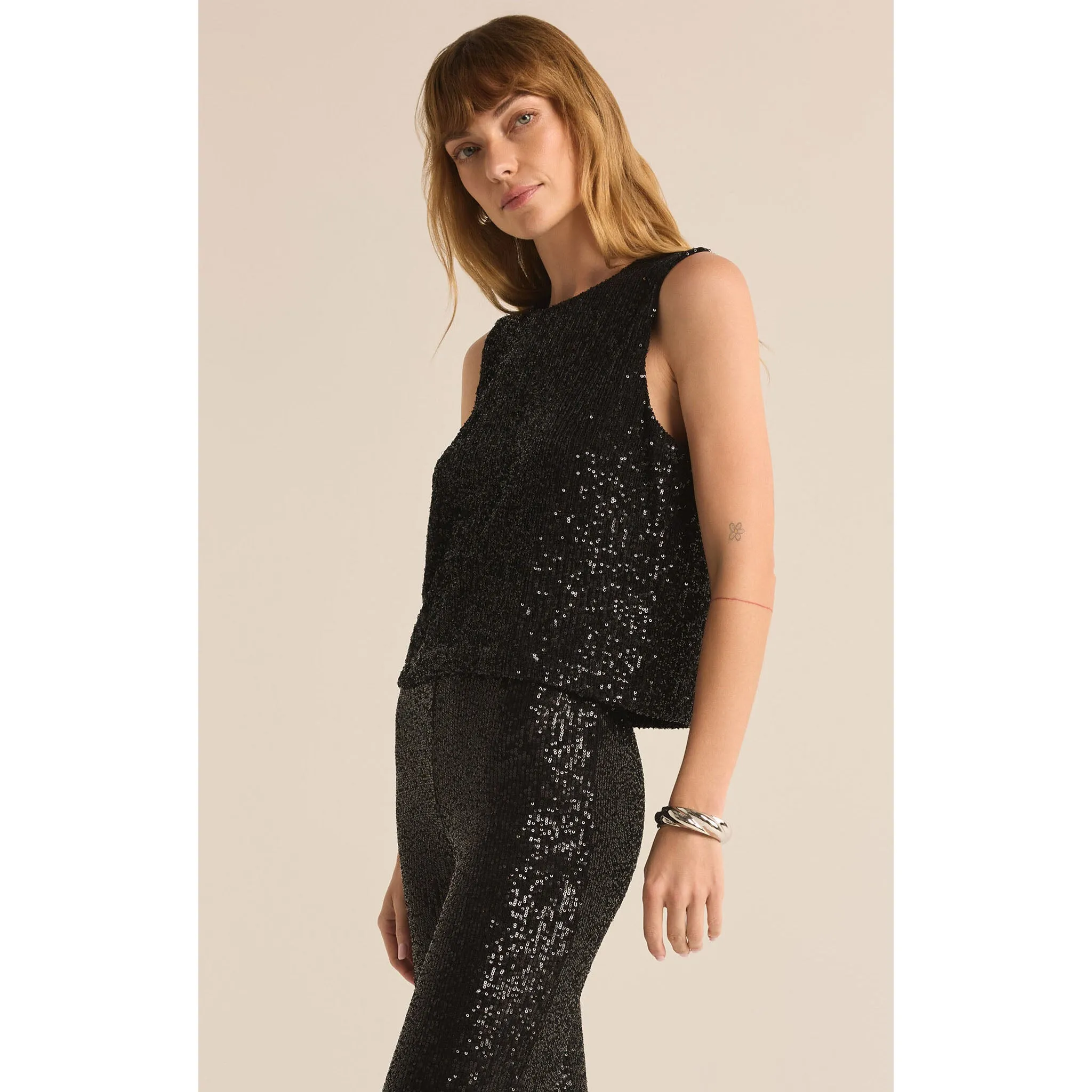 Z Supply Sloane Sequin Top in Black